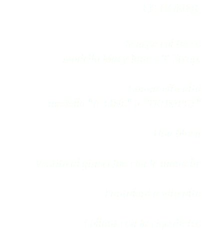 LE DONNE Scarpe col tacco modello Mary Jane o T-Strap. Gonna vita alta modello "A-LINE" o "TRUMPET" Una blusa Vestito al ginocchio con le maniche Pantaloni a vita alta Collant con la riga dietro